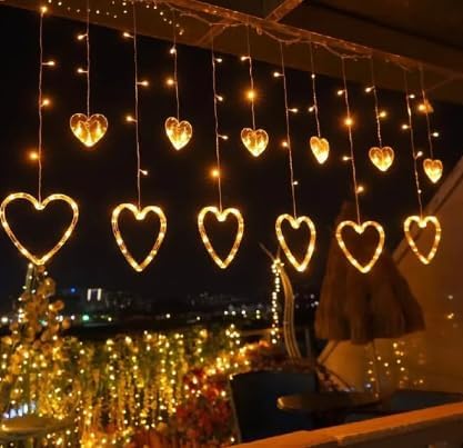 ستارة زينة رمضان بإضاءة دافئة - قلوب كبير وصغير 2 متر