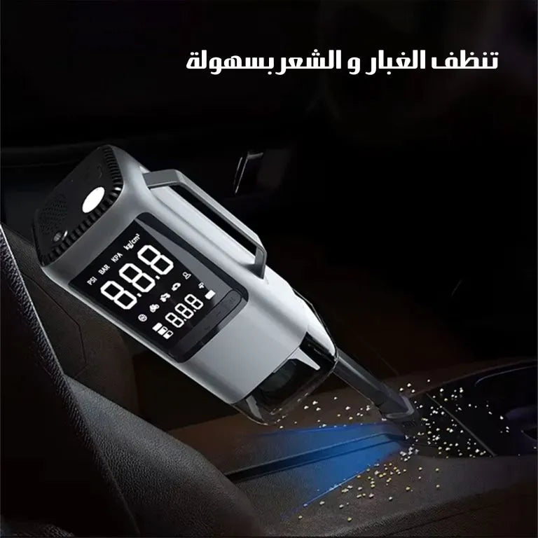 مشغل طوارئ السيارات متعدد الوظائف 6 في 1 ومكنسة كهربائية ضاغط هواء محمول مضخة نفخ مساعدة الطاقة المحمولة مع شفط ونفخ