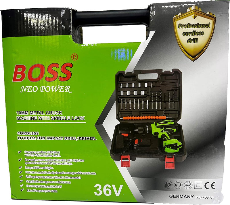 دريل اخضر ببطاريه 36 فولت (BOSS) + مفتاحين هديه