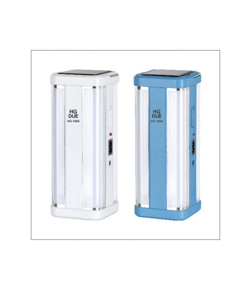 HG DUE فانوس LED قابل للشحن HG-1664 - إضاءة 4 جهات شمسي