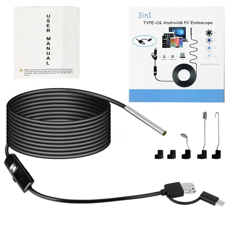 كاميرا فحص USB Type-C مزدوجة العدسة ضد الماء