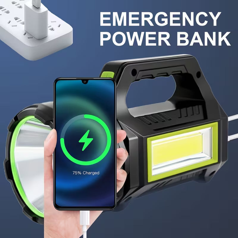 🔦 مصباح تخييم قوي قابل للشحن — شمسي + USB + بنك طاقة مدمج!