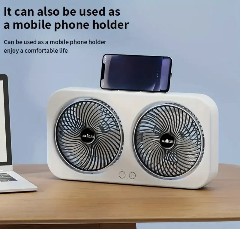 مروحة مزدوجة محمولة قابلة للشحن - بطارية 1800mAh - شحن Type-C