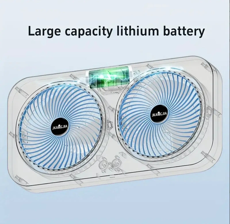 مروحة مزدوجة محمولة قابلة للشحن - بطارية 1800mAh - شحن Type-C