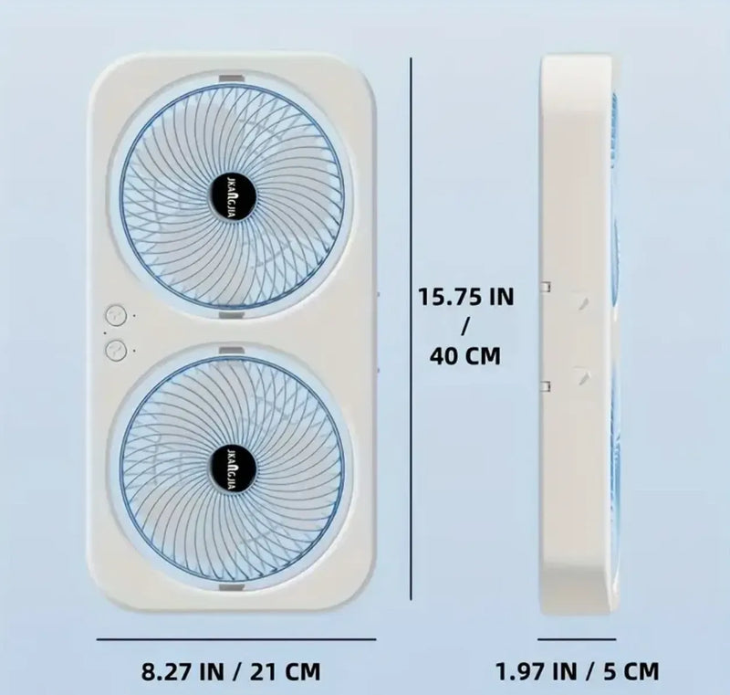 مروحة مزدوجة محمولة قابلة للشحن - بطارية 1800mAh - شحن Type-C
