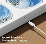 مروحة مزدوجة محمولة قابلة للشحن - بطارية 1800mAh - شحن Type-C