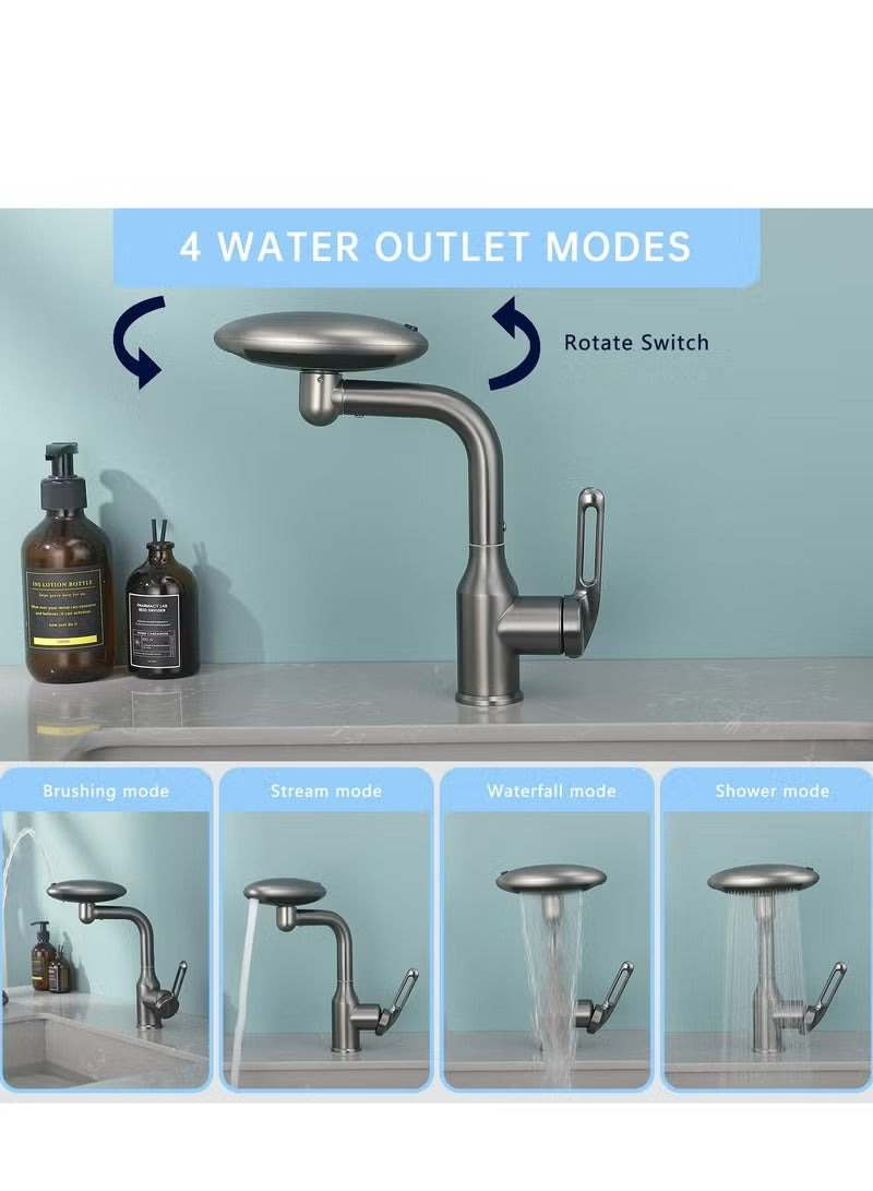 🚿 خلاط مياه فاخر | للحمام والمطبخ | بخاخ 4 أوضاع | دوران 360°