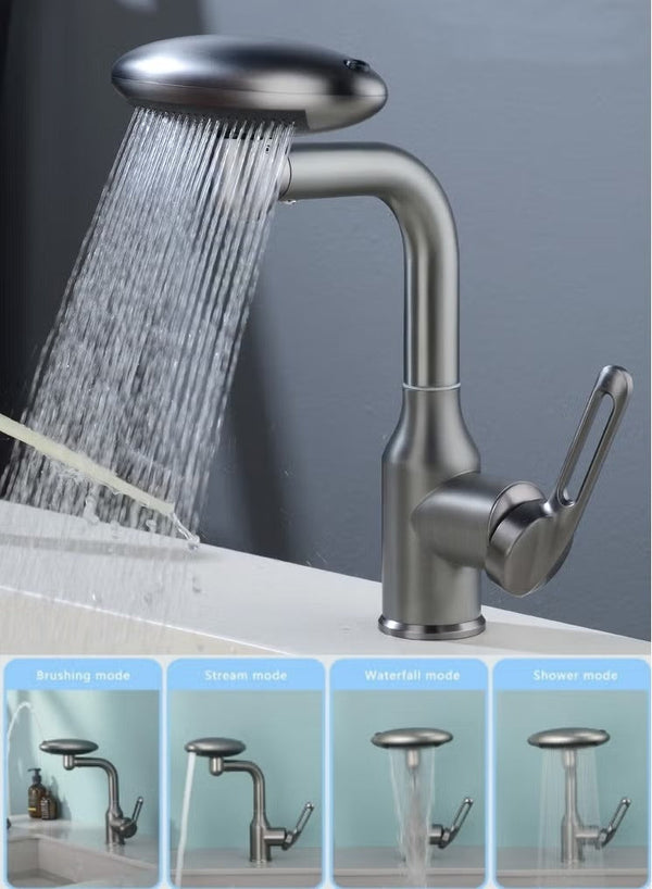 🚿 خلاط مياه فاخر | للحمام والمطبخ | بخاخ 4 أوضاع | دوران 360°