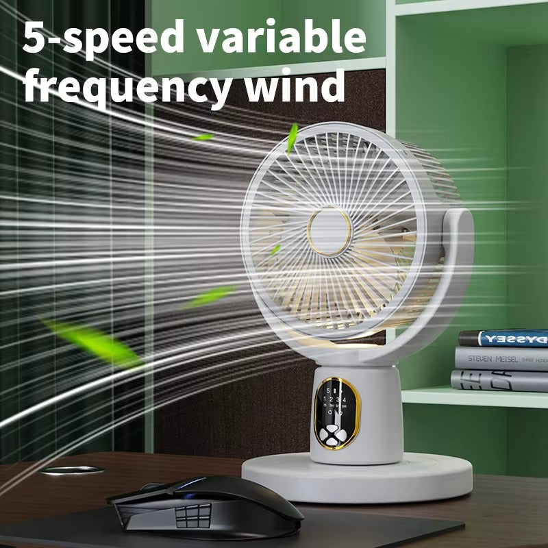 مروحة شخصية قابلة للشحن - ريموت كنترول + شاشة LED + 5 سرعات