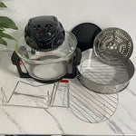فرن كهربائي محمول مع طعام