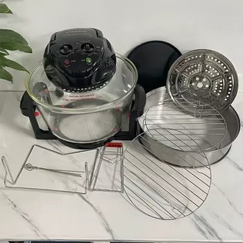 فرن كهربائي محمول مع طعام