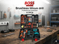 مثقاب ليثيوم BOSS  طقم أدوات احترافي 117 قطعة